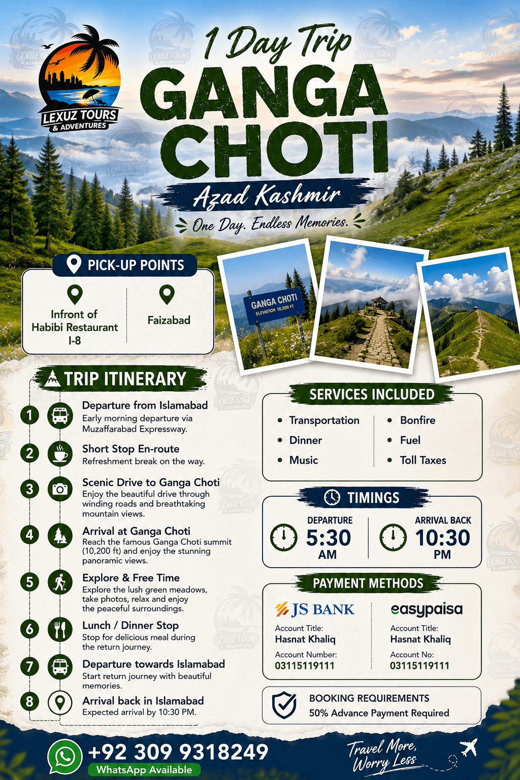 Ganga Choti itinerary poster